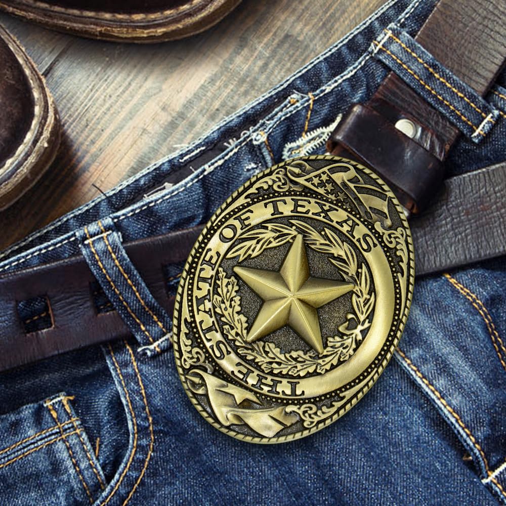 Cowboy Belt Buckle for Men - Western Belts Buckle for Man Woman, Gold Western Cowboy Belt Buckles for Men Women Belt Buckle, Patriotism Star Western-style Accessories, Gifts for Dad Boyfriend Husband