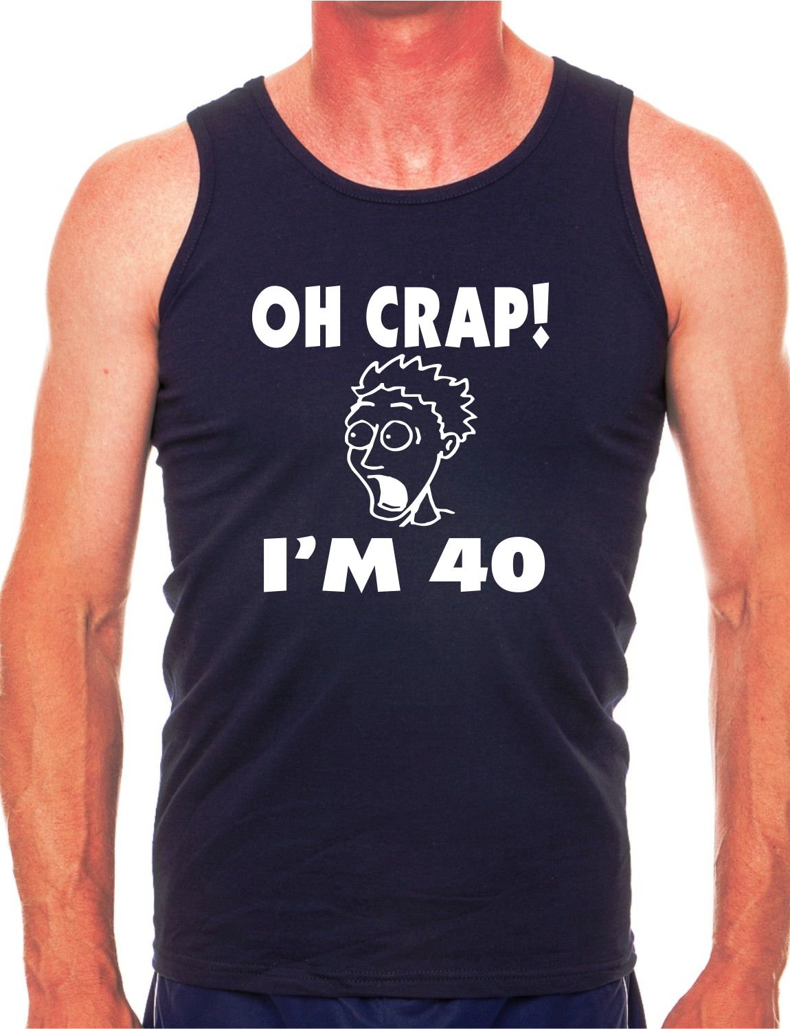 Print4u Men's Blue Oh Crap I'm 40 40Th Birthday Vest Tank Gym Top XX-Large Navy