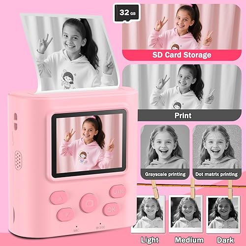 Miniatura 5 de Zicor Cámara de impresión instantánea para niños de 3 a 12 años, cámara digital HD de impresión instantánea para niños y niñas, regalo ideal de