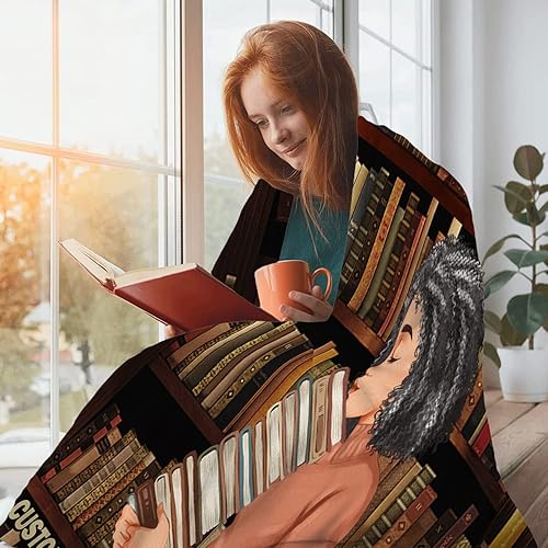 Miniatura 4 de ENCYCOM Manta personalizada para niñas, manta con texto en inglés "Just A Girl Who Loves Books", manta personalizada de regalo para niños para hija