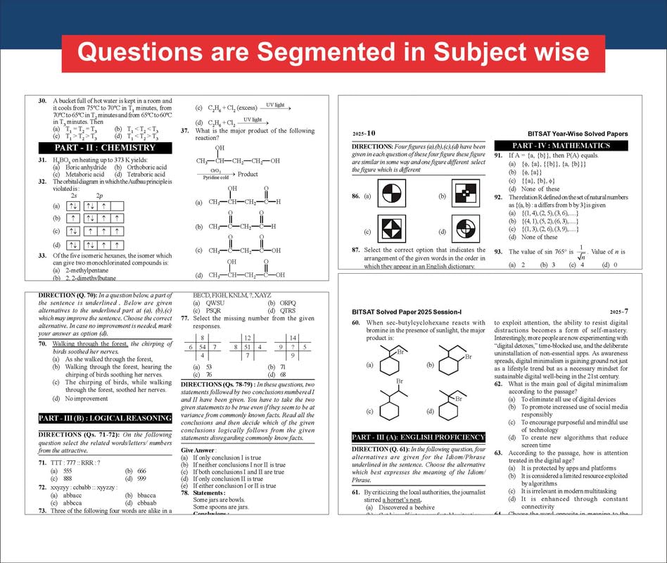 Image of Target BITSAT 2026 - 10 Mock Tests Series with 2025 (2 Sets) Previous Year Solved Papers 4th Edition | Physics, Chemistry, Mathematics, English & Logical Reasoning PYQs
