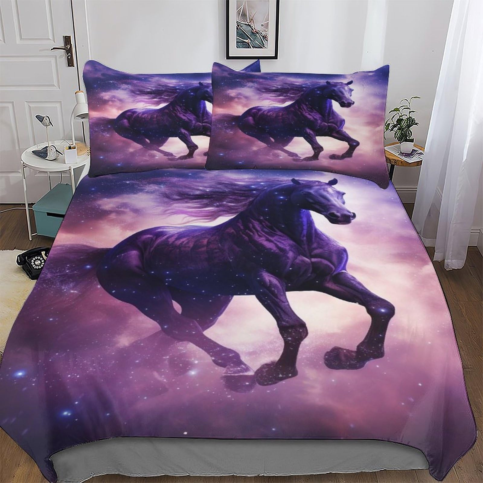 Housse de couette cheval pour chambre d'enfant et ado déco nature