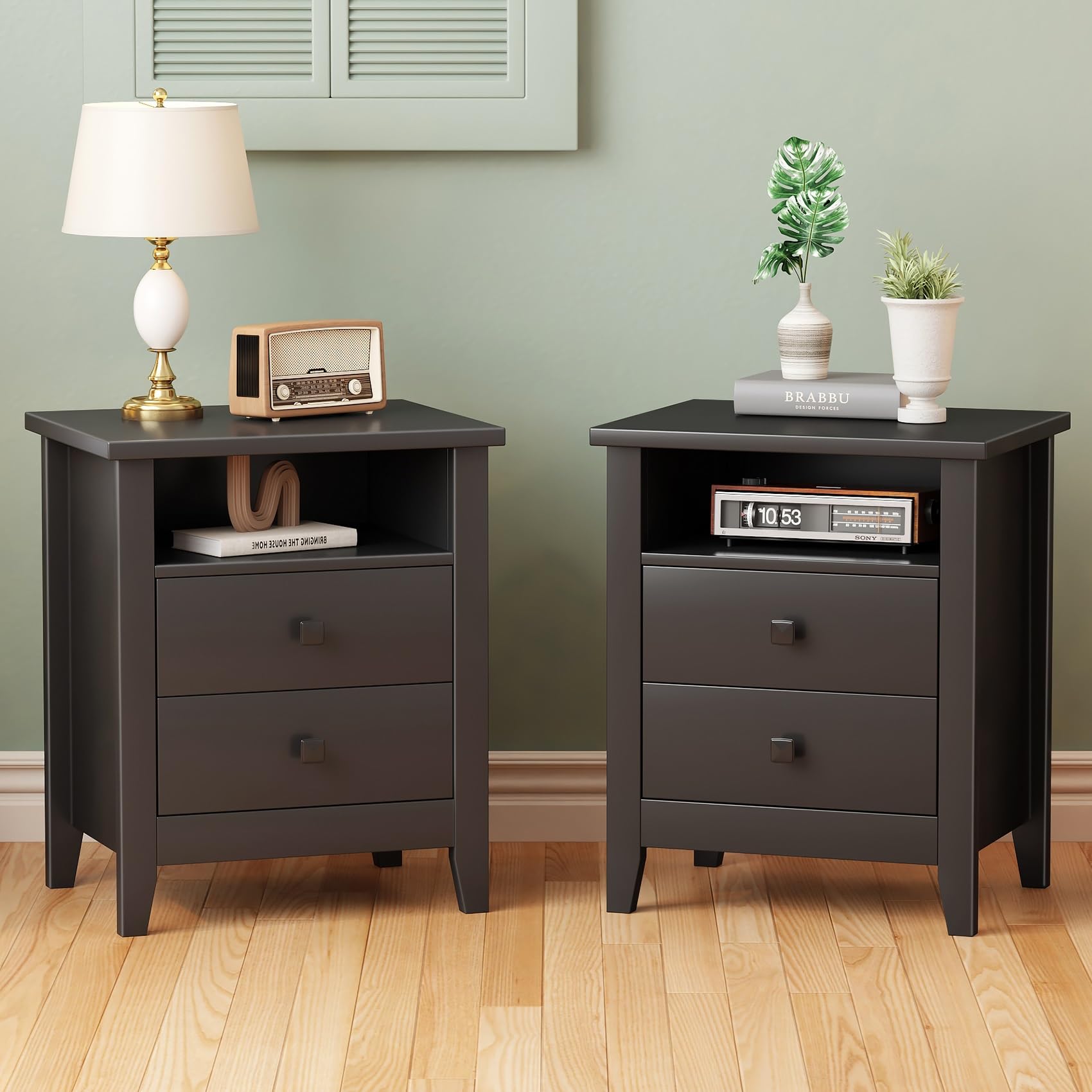 Photo 1 of JSB Farmhouse Nightstand Set of 2 with Drawers