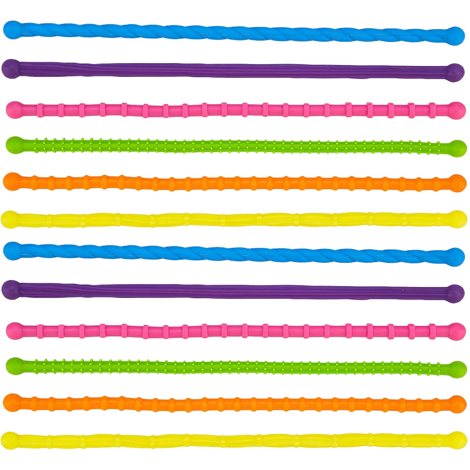Fidget Toys for Kids, 12 Pcs Sensory Toys with Stretchy Design, Classroom Focus Aid and Office Stress, Silicone Material 24.7 X 1.6 X 1.6 Cm