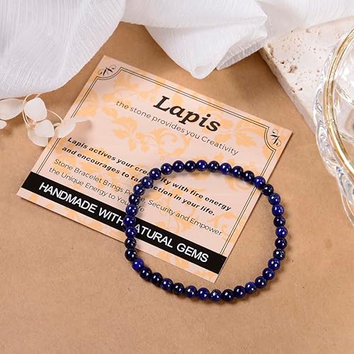 Vista 263 de MASSIVE BEADS Pulsera elástica de yoga hecha a mano con piedra natural, cristal curativo, energía, regalos para adultos unisex de 0.157 in, 0.236