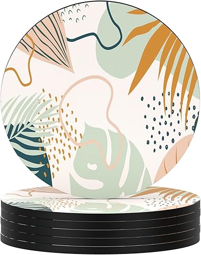 Nipichsha Posavasos para bebidas, juego de 6 lindos posavasos de goma absorbentes para tazas con respaldo antideslizante, decoración para la cocina