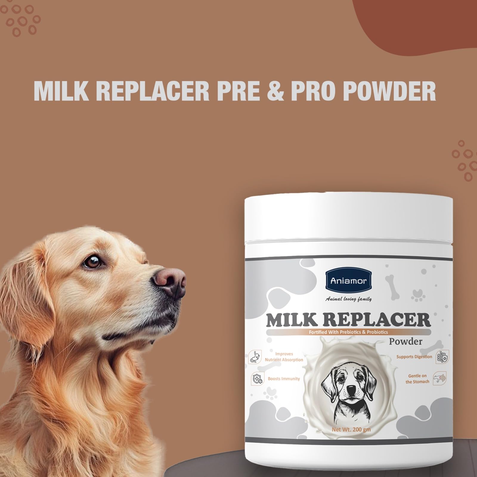 Aniamor Milk Replacer with Prebiotic for Dogs|Digestive Health||Pets Supplement|All Life Stage|200gm Jar 4
