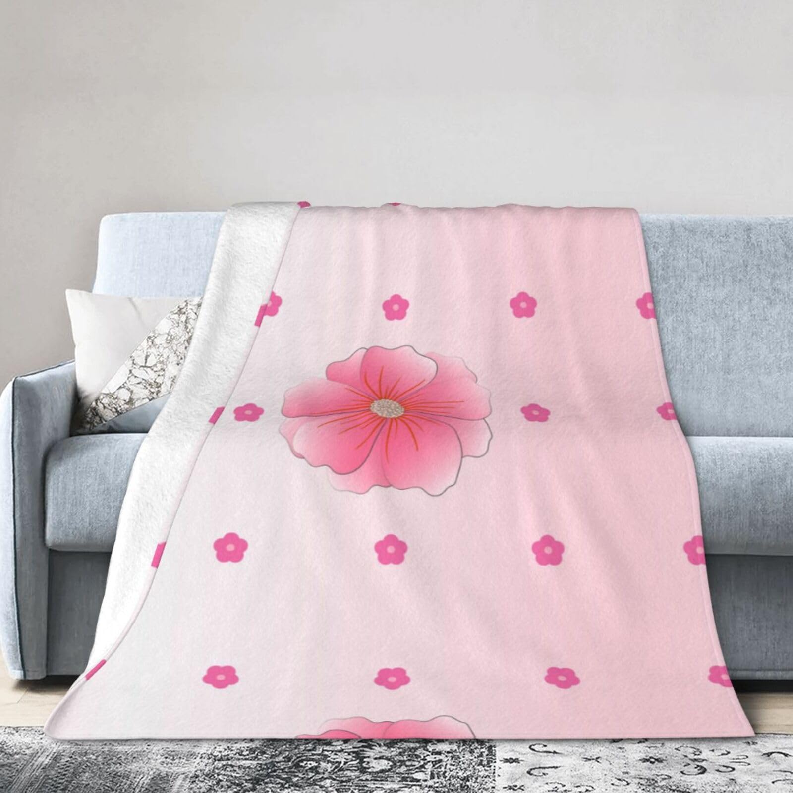 Blooming Carnations 80"x60" Fleece Blanket, Full Size, Super Soft, Suitable for Bed, Sofa, Camping, All Seasons