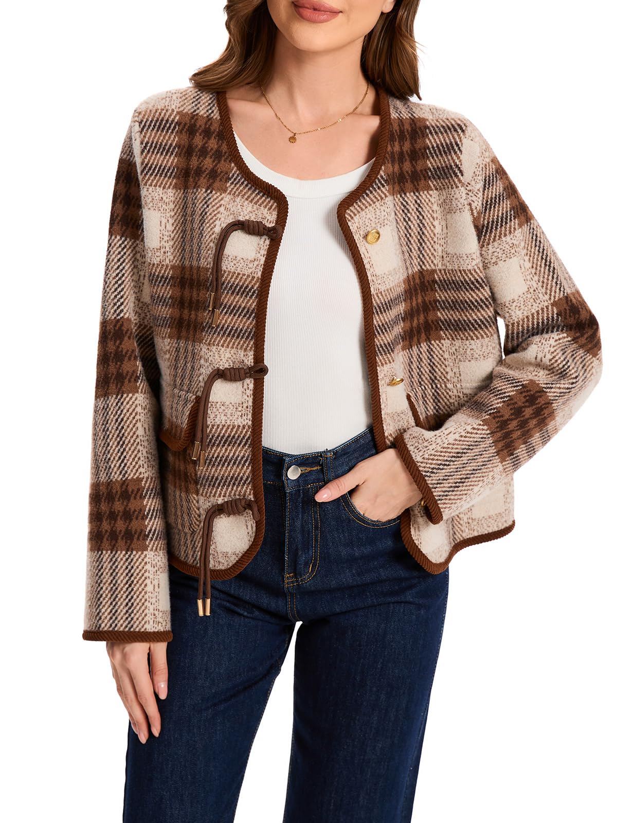 HOULENGS Damen Strickjacke Strickjacke (1er Pack)