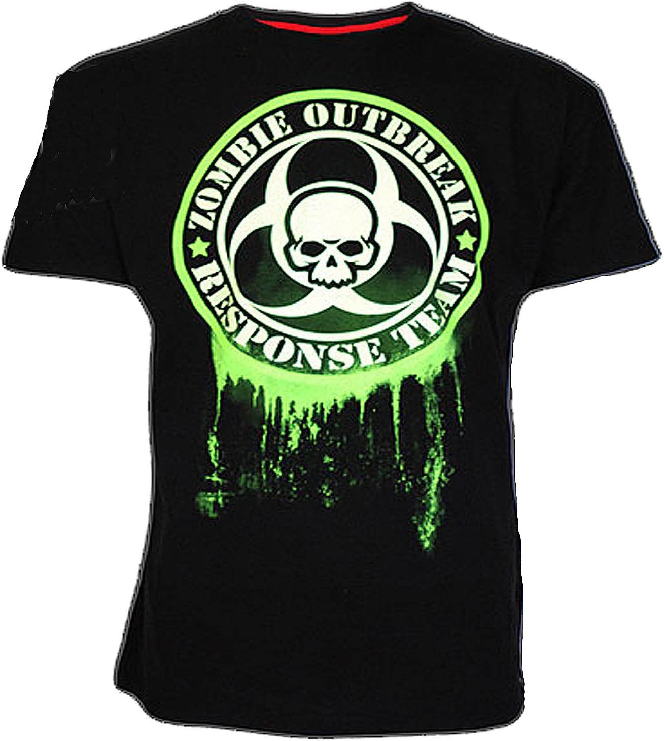 Darkside Clothing UK Men's Zombie Outbreak Glow In The Dark T-Shirt XL 44 Chest Black