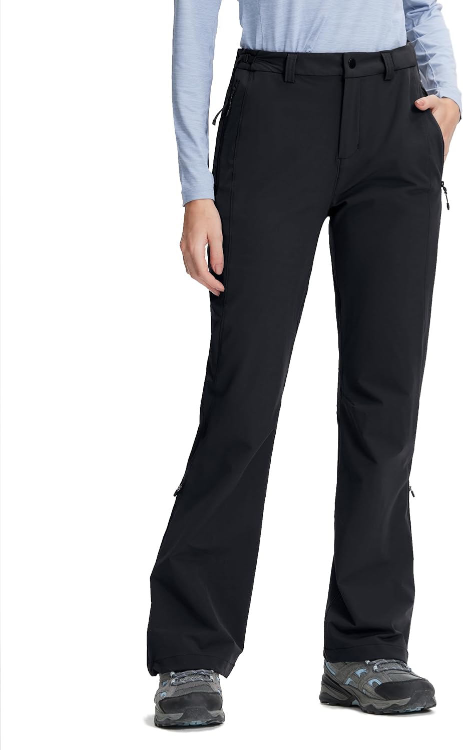 Pioneer Camp Women's Hiking Pants Flared Lightweight Water Resistant Cargo Travel Pants Ripstop Quick Dry for Work Golf Camp