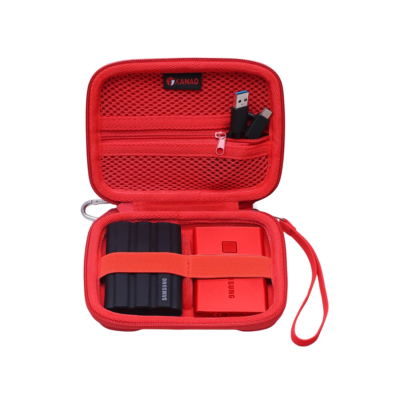 XANAD 2-in-1 Hard Case for Samsung T7 /T7 Shield/T7 Touch/T9/T5 SSD, Red