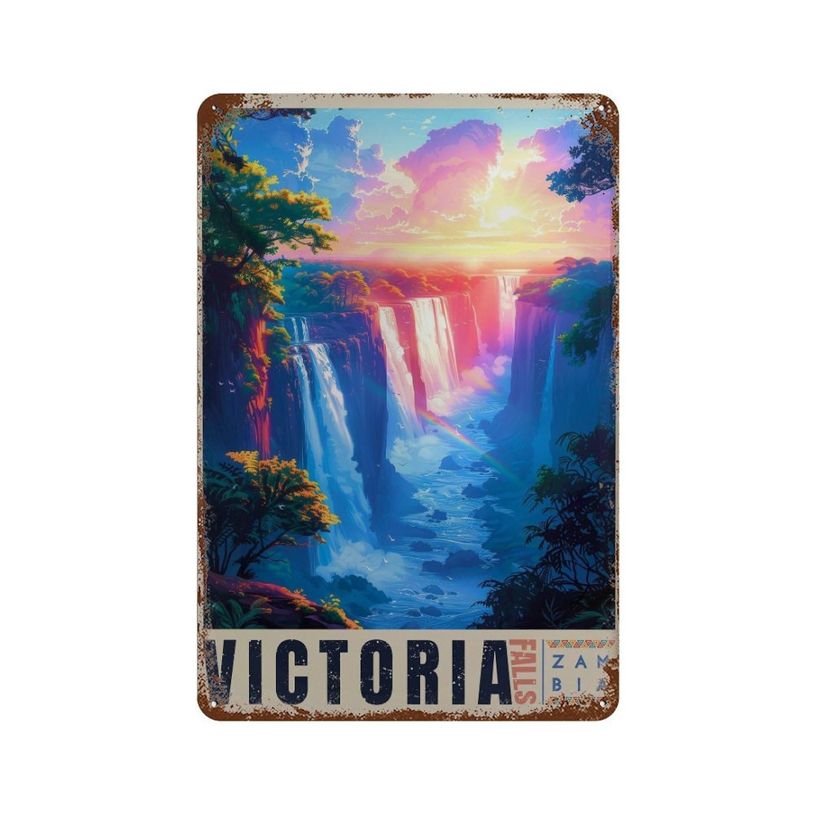 xiaoxiaoshen Victoria Falls Zambia Africa Travel (2) Wall Decor Art Metal Tin Poster Modern Home Decor Art Home Bar Shop Decorations Vintage Sign 30x20cm