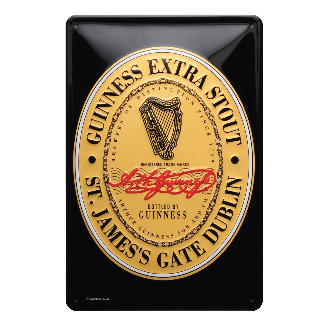 Guinness Label Embossed Metal Sign 300mm x 200mm. Licensed