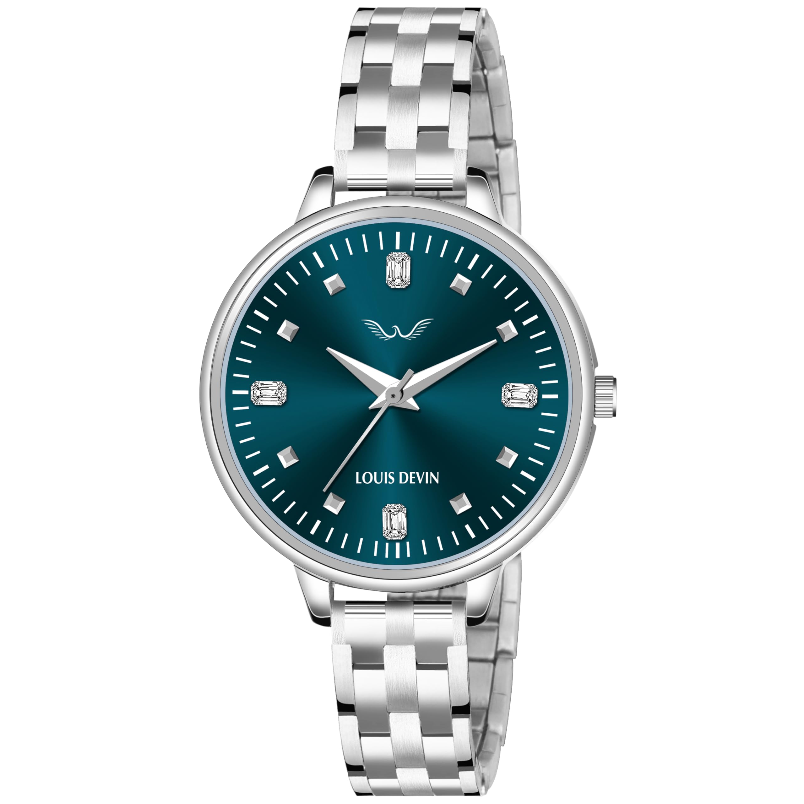 louis devin Stainless Steel Chain Analog Wrist Watch for Women (Green/Blue/Pink Dial) | LD-L178-picture-43
