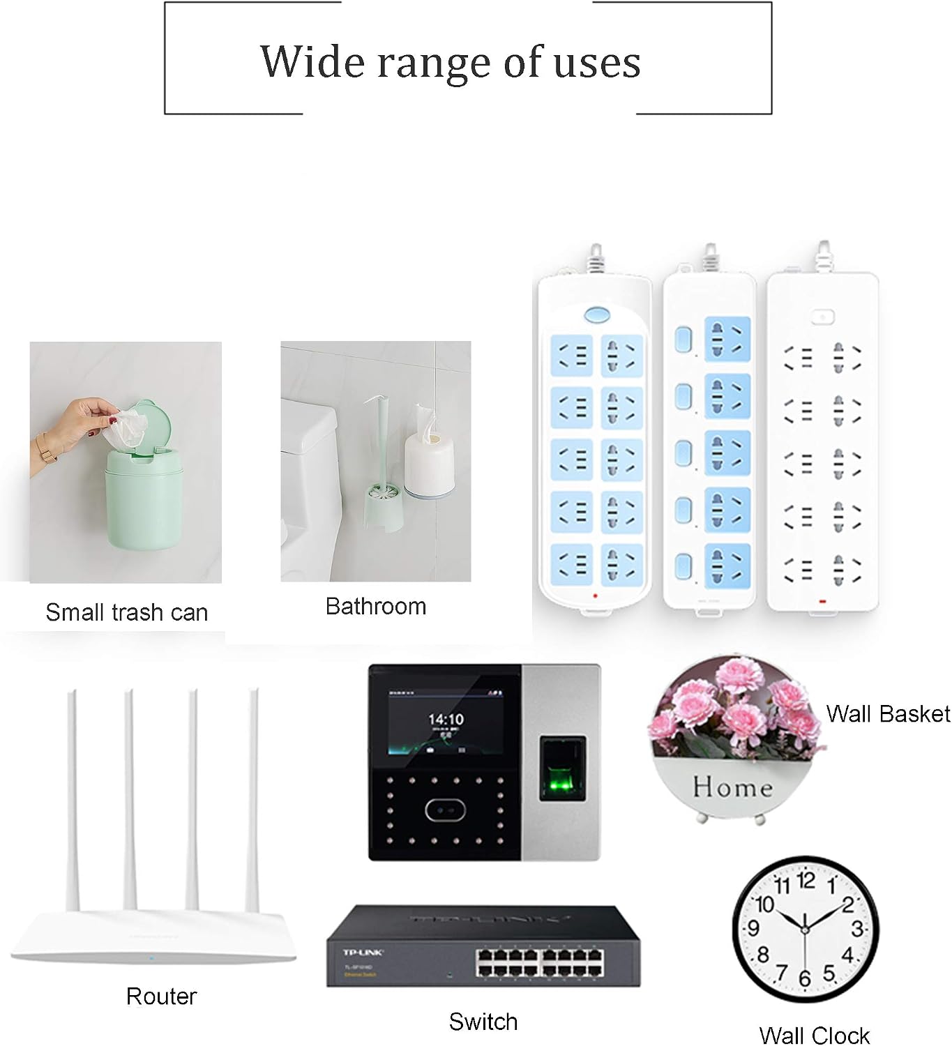 Vrandu Transparent Adhesive Wall Hooks 20 Sets, Punch-Free Magic Hooks, Reusable, Waterproof and Oil-Proof - Image 3