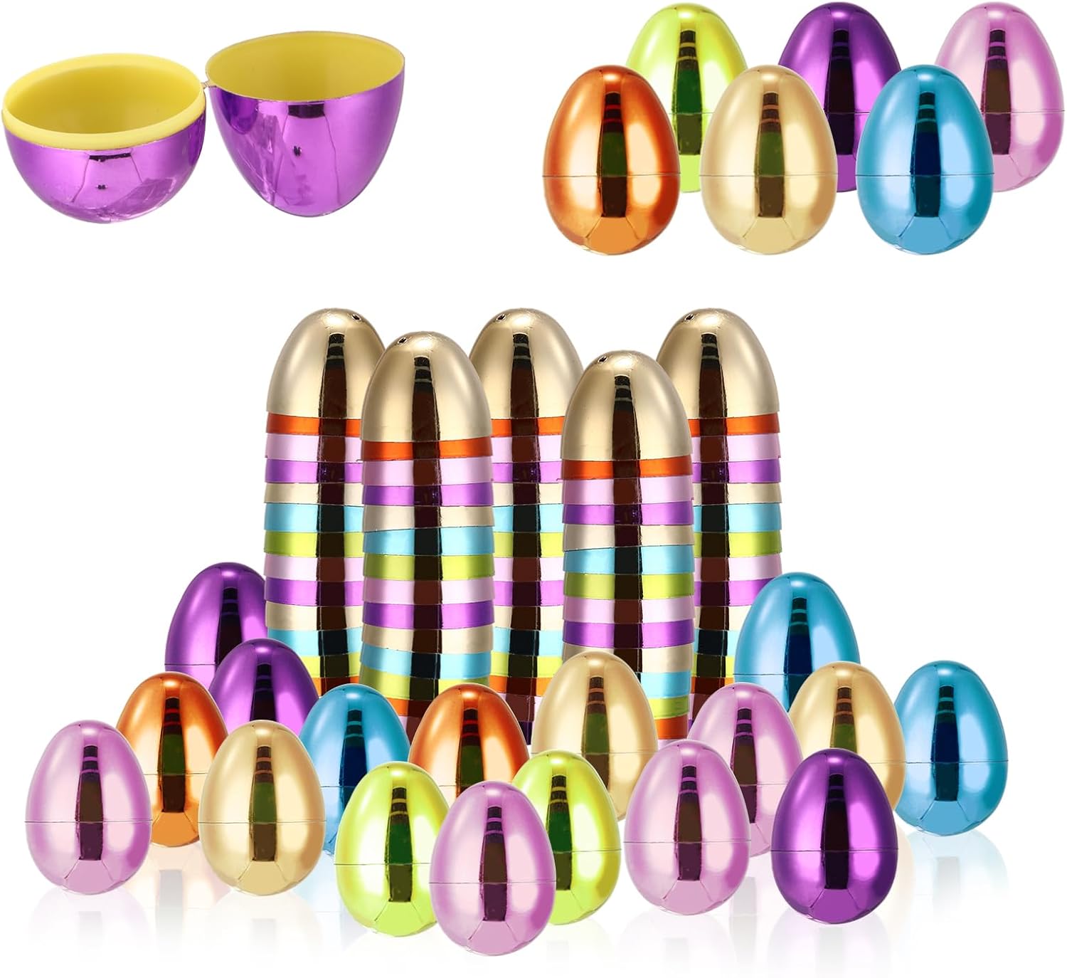 Metallic Fillable Easter Eggs Colorful Bright Easter Eggs