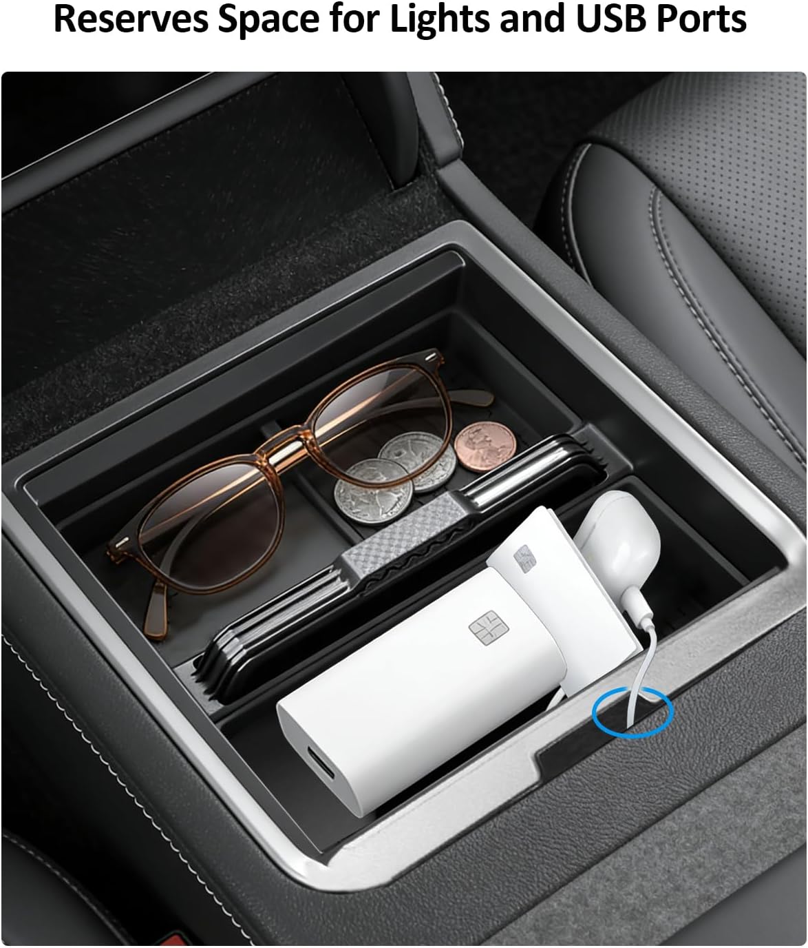 5PCS Center Console Double Layer Organizer Tray for Tesla Model Y Juniper 2025 2026 Accessories Refreshed Car Storage Tray Armrest Tray Insert Cup Holder Hidden Compartment Storage Box