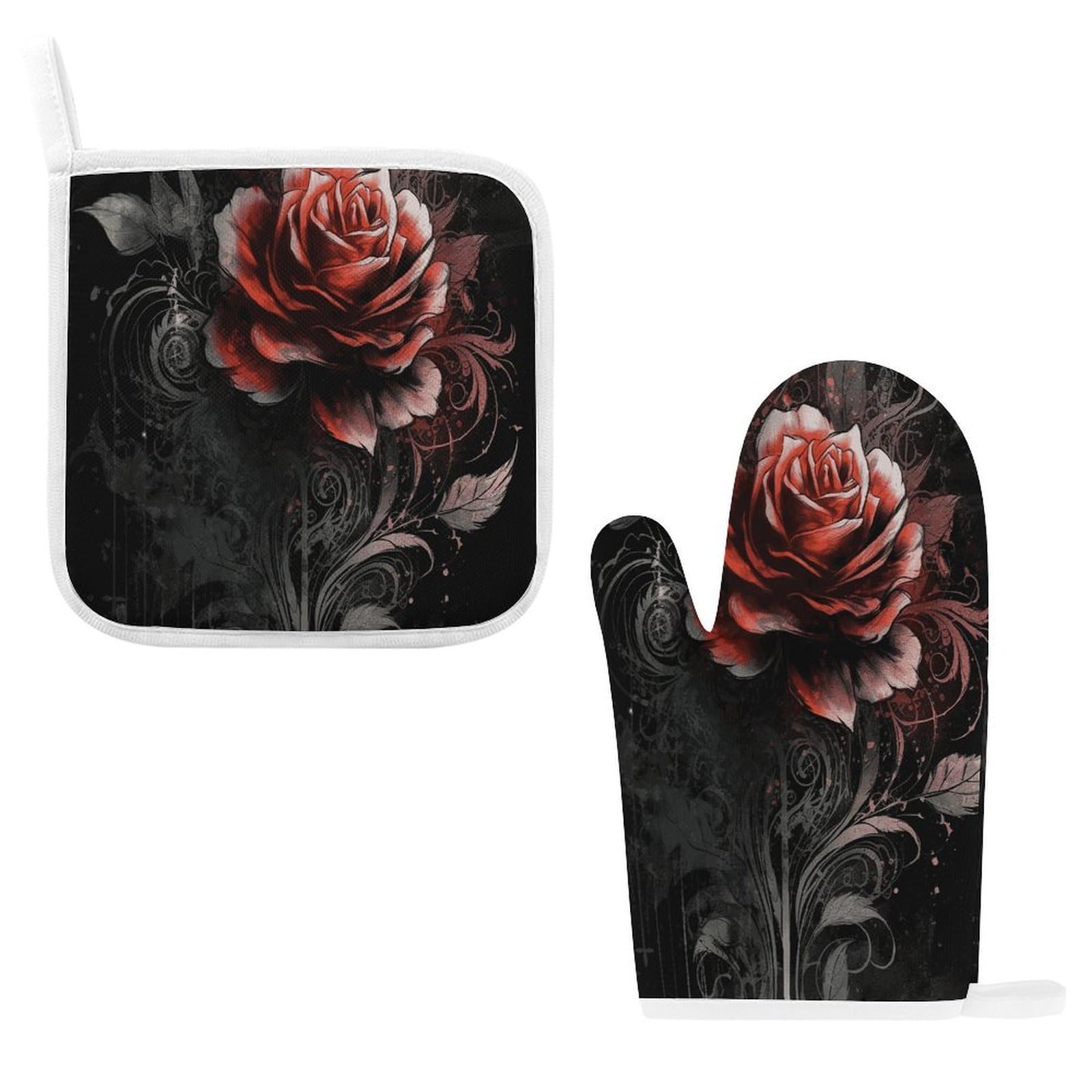 Fodpand Style Flat Rose Oven Mitts And Pot Holders Sets