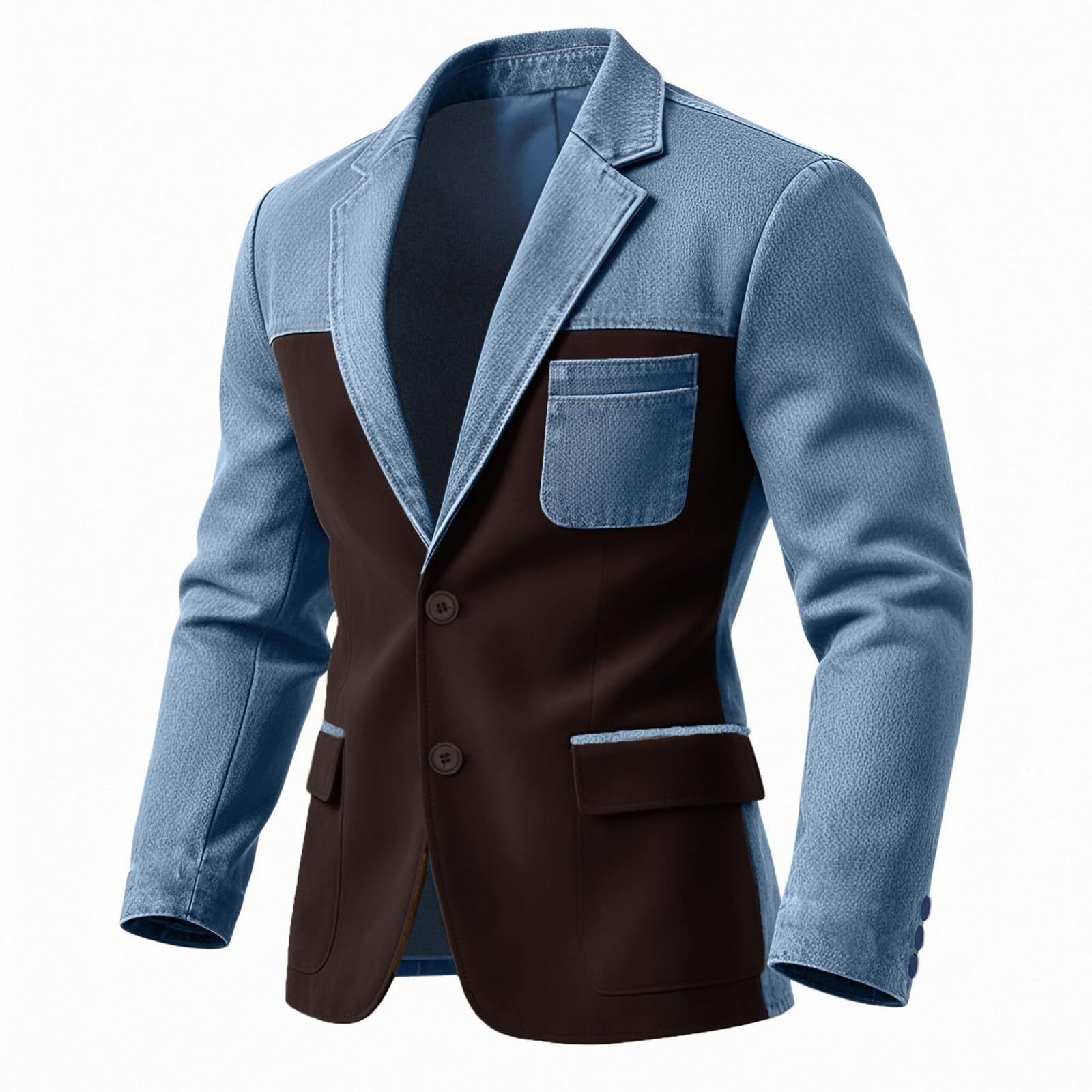 Men's Colour Block Print Suede Jacket Slim Fit Jeans Jacket Modern Turn-Down Collar Suit Jacket Sporty Leisure Blazer Vintage Jacket Tuxedo Suit Jacket Streetwear Work Jacket