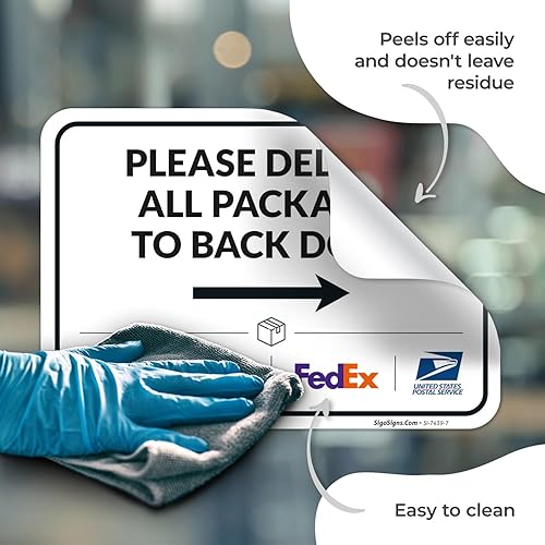 Vista 577 de Cartel de entrega del paquete, letrero de instrucciones de entrega, 10 x 7 pulgadas, aluminio 040 libre de óxido, resistente a la decoloración