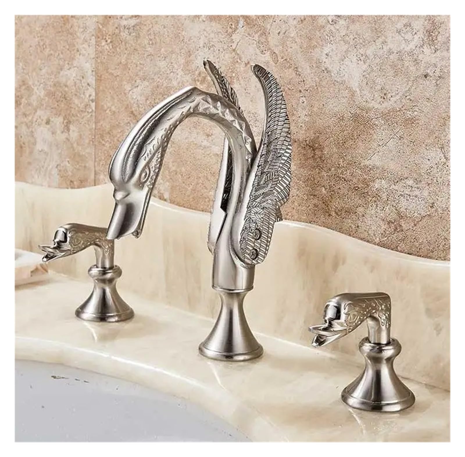 Mitigeur évier cygne nickel avec double poignée rétro pour cuisine