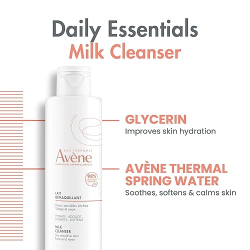 Miniatura 5 de Eau Thermale Avene Gentle Milk Cleanser - Loción limpiadora hidratante sin enjuague sin jabón para pieles secas y sensibles 67 onzas líquidas