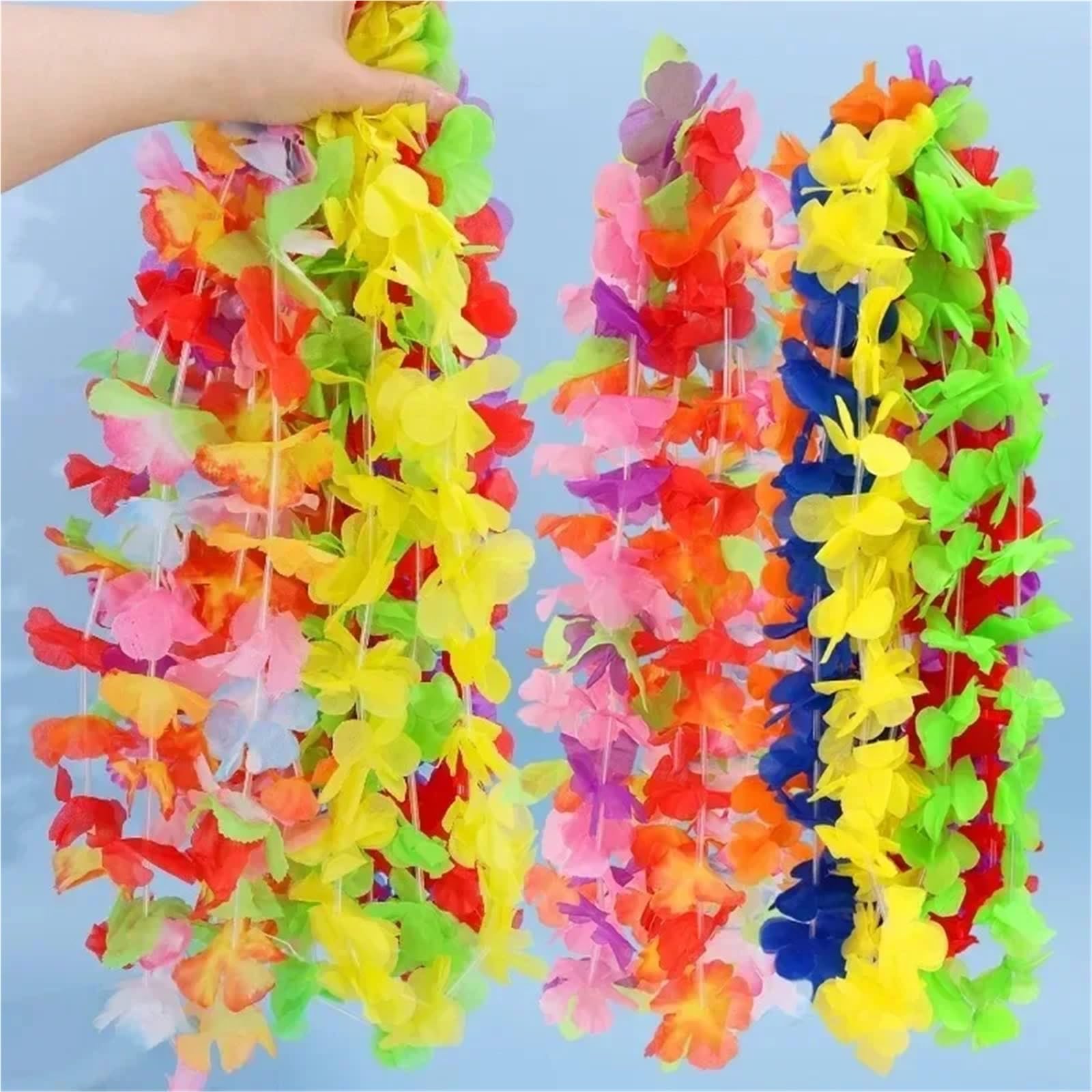 Hawajskie lei, Naszyjnik wianek hawajski Girlanda kwiatowa Dekoracja dla dorosłych Dzieci Losowy kolor 20-100 szt(100PCS)