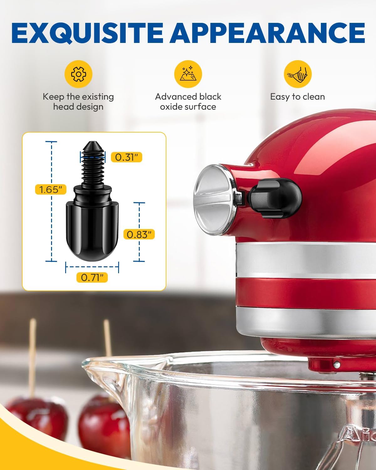 Attachment Knob Thumb Screw 1.65''+Flat Beater Replacement for KitchenAid 5Qt Paddle Attachmentfor Tilt-Head Stand Mixers K45B,Stainless Steel Accessories/No Coating/Dishwasher Safe