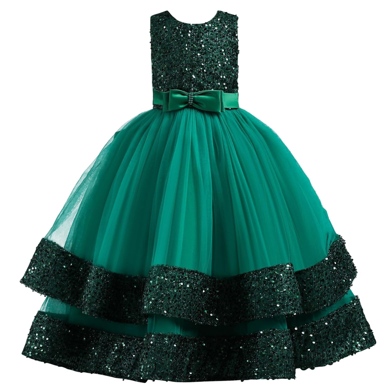 New front Vestito Principessa Bambini Paillettes Tulle Senza Maniche Principessa Abito Tulle Multistrato Natale Vestiti da Festa Formali per Compleanni Matrimoni