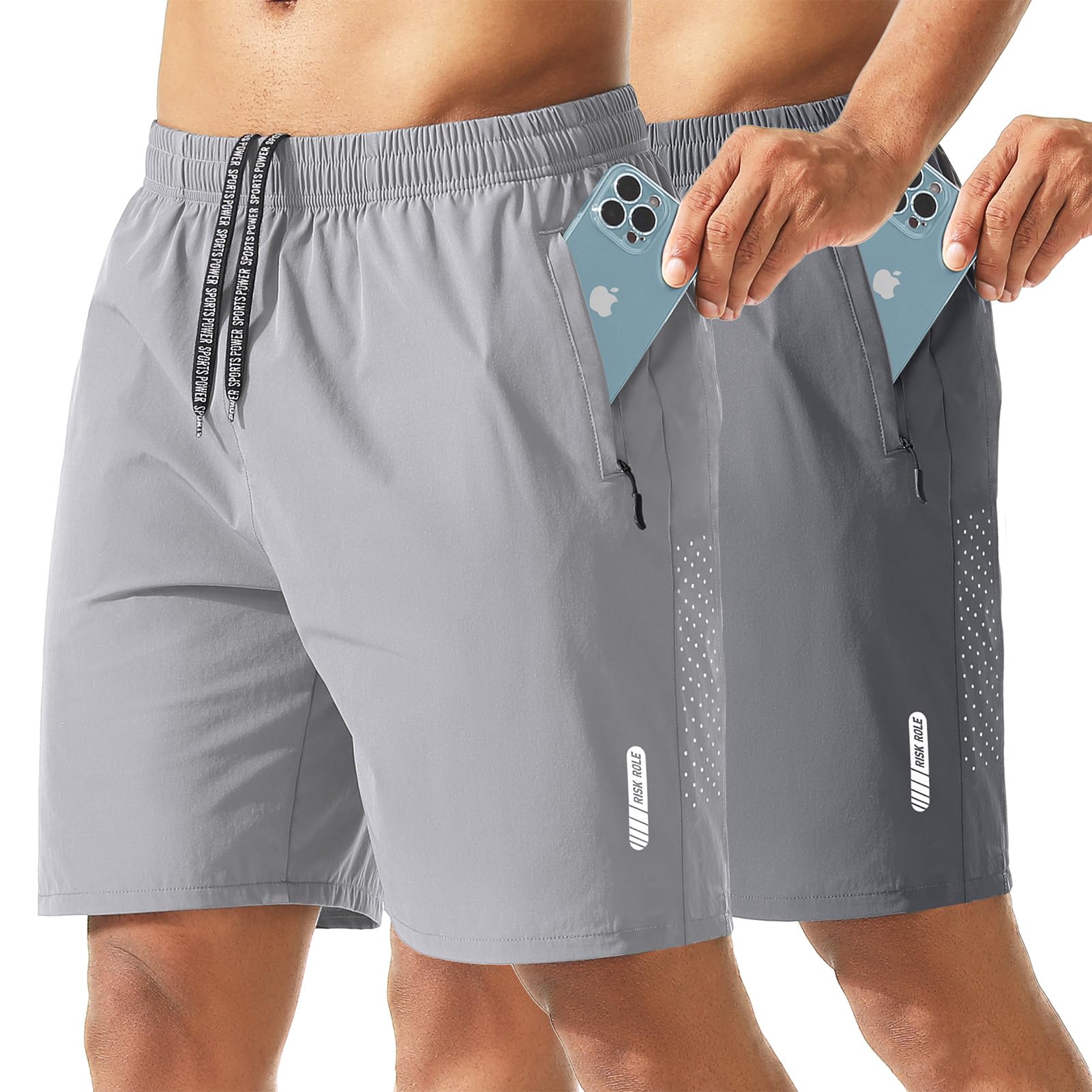 2 Pack Mens Athletic Shorts 7 Inch Inseam Lightweight Quick Dry Running Shorts for Men Gym Workout Shorts