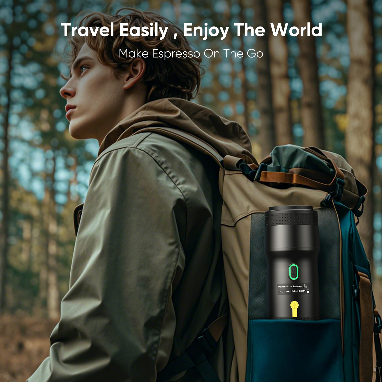 Cafetera espresso eléctrica portátil, autocalentamiento con USB-DC, cafetera de viaje para camping, compatible con cápsulas NS y café molido, cafetera portátil para senderismo, caravana, hogar