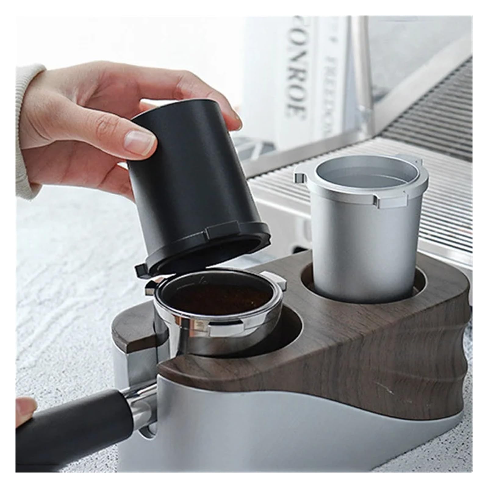 Taza dosificadora de café for EC9335/EC9155/EC9665/EC9355 Anillo dosificador de aluminio Embudo dosificador de 51 mm for portafiltro de 51 mm Café y té(For Delonghi EC9355,Silver Ring)