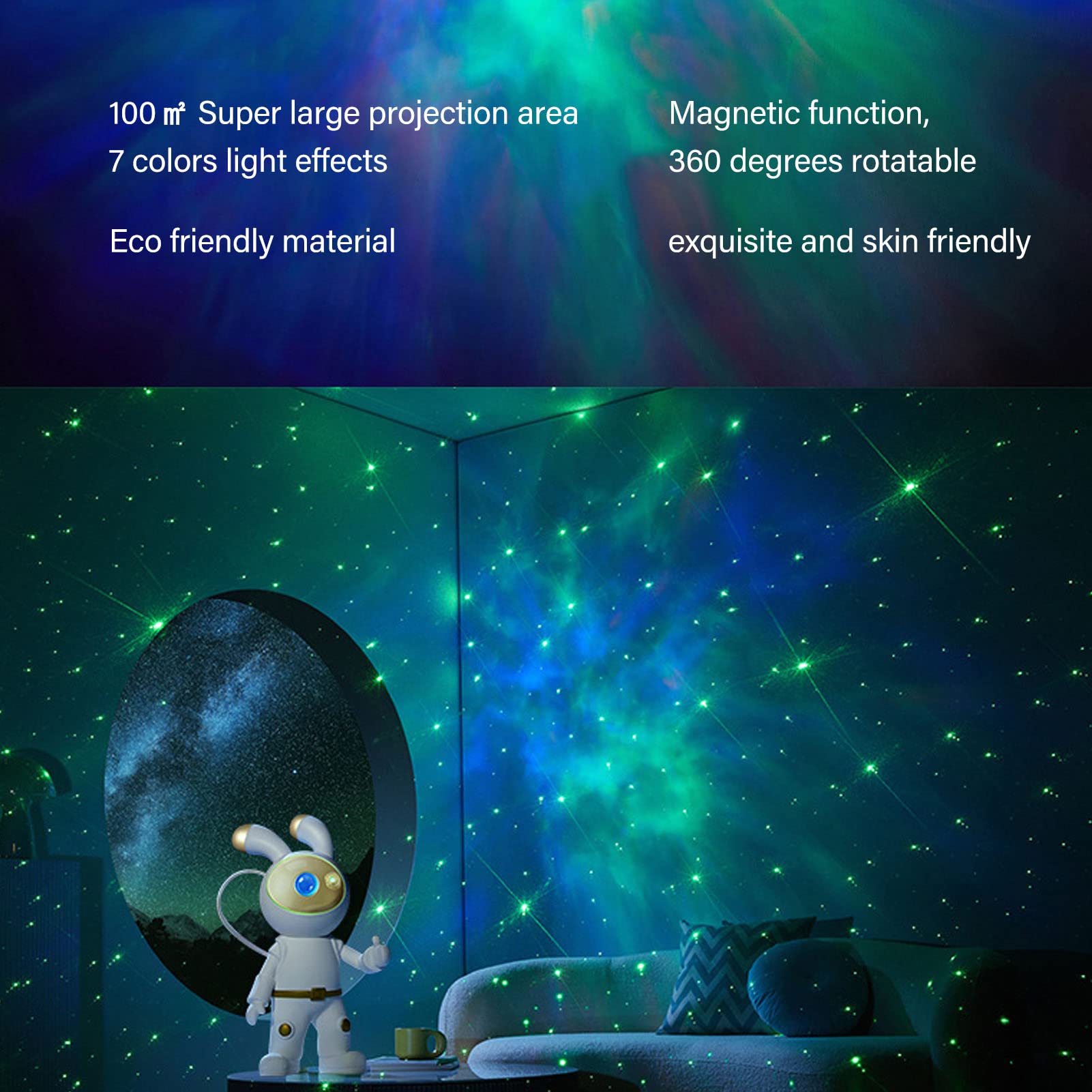 Proyector De Luz Nocturna para Niños, Proyector Estrellado De Astronauta, Estilo Espacial, Control Remoto De Alimentación USB, Lámpara De Proyección Astral Ajustable para Dormitorio