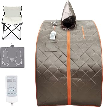 Far Infrared Sauna with Hat, Portable Personal Sauna, Full Body Home SPA Tent, Separate Heating Foot Pad and Portable Upgrade Reinforced Chair,Relaxation at Home