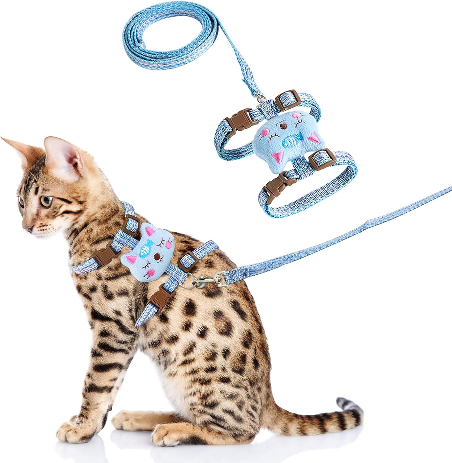 JJW Arnes Gato Ajustable Antiescape con Correa, Cómodo Seguridad Arnés de Gato, arnés Ligero y Suave para Caminar para Pequeño Medio Grande Gato Adulto Cachorros. (3.0kg-7.5kg)