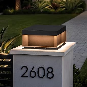 11.8 Outdoor Post Lights Hard Wired, AC100-240V Outdoor Pillar Light, Outside Column Lights IP54 Waterproof, Modern 3000K Column Light Posts for Outside Lamp Pillar Lighting for Deck Patio Post