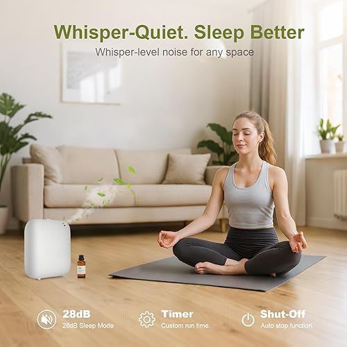 Miniatura 5 de Difusor sin agua, funciona con pilas, 2000 pies cuadrados, bloqueo de seguridad, silencioso, aplicación Bluetooth, máquina de aroma de colección de