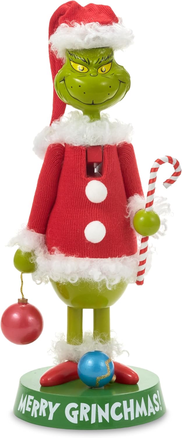 Hallmark Dr. Seuss's How The Grinch Stole Christmas! Nutcracker Figurine, 12" (Grinch in Santa Suit) Gift for Fans and Collectors