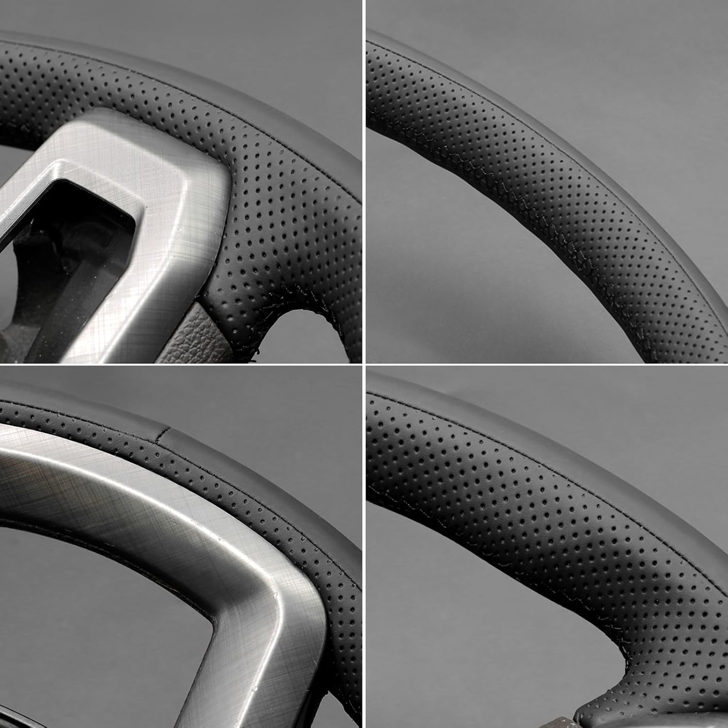 MEWANT Hand Sewn 3D Style Steering Wheel Cover Wrap for Ford F-150 F150 2015-2020 / F-250 F250 2017-2022 / F-350 F350 2017-2022 / F-450 F450 2017-2022 / Expedition 2018-2021