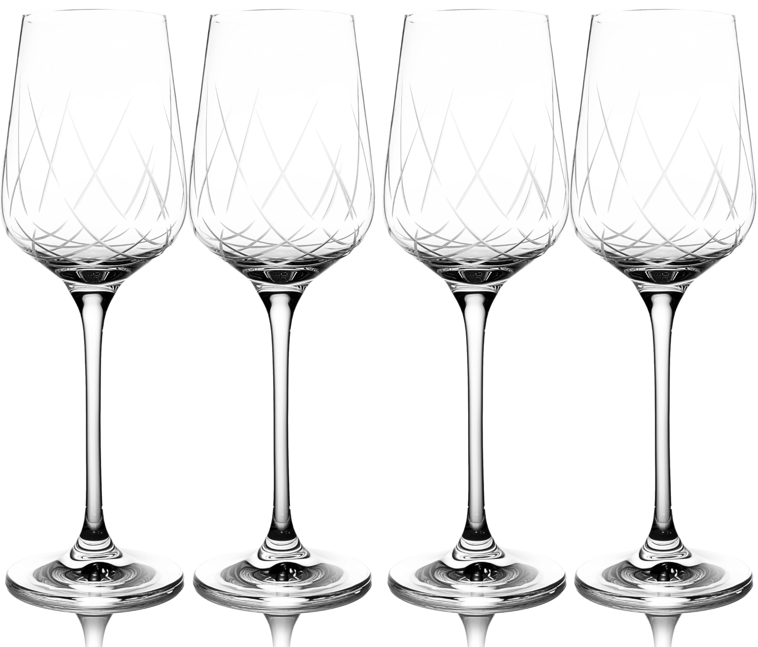 Weinglas Kris Kros 4er Set, 350 ml – Stilvolle Weißwein- & Rotweingläser aus Kristallin, eleganter Weinkelch mit modernem Schliff, spülmaschinenfest, ideal für besondere Anlässe