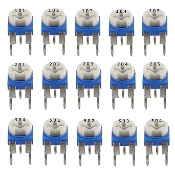 BOJACK 15 Values 150 pcs 100 Ohm- 2M Ohm Variable Resistor 6mm Potentiometer Assortment Kit packag in a Clear Plastic Box