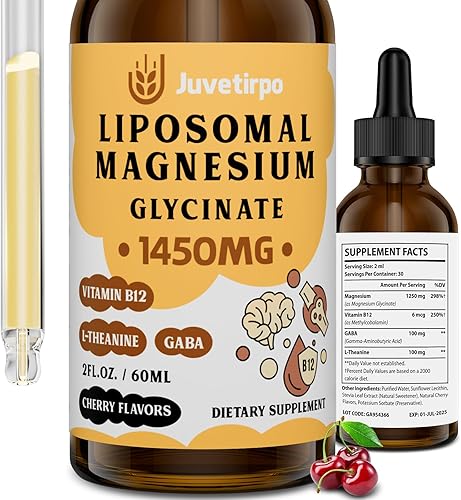 Gotas líquidas de glicinato de magnesio, quelato liposomal con sabor a cereza para una fácil absorción, promueve el sueño, el estado de ánimo, la