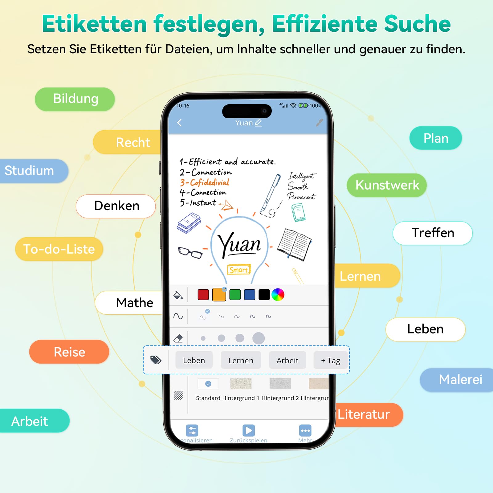 YUAN Digitales Notizbuch Smart Writing Set: Mit Smart-Pen & Notebook Echtzeit‑Sync. und Teilung für Notizen, Zeichnungen & Meetings, mit tragbarem Mini‑Notizbuch und Ersatzminen