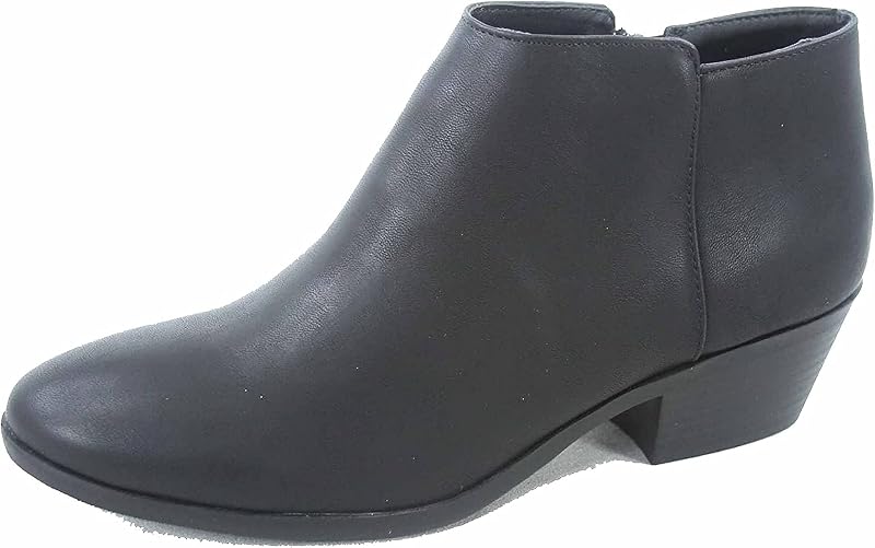 Soda Botines estilo occidental con tacón apilado de ante sintético y punta redonda para mujer