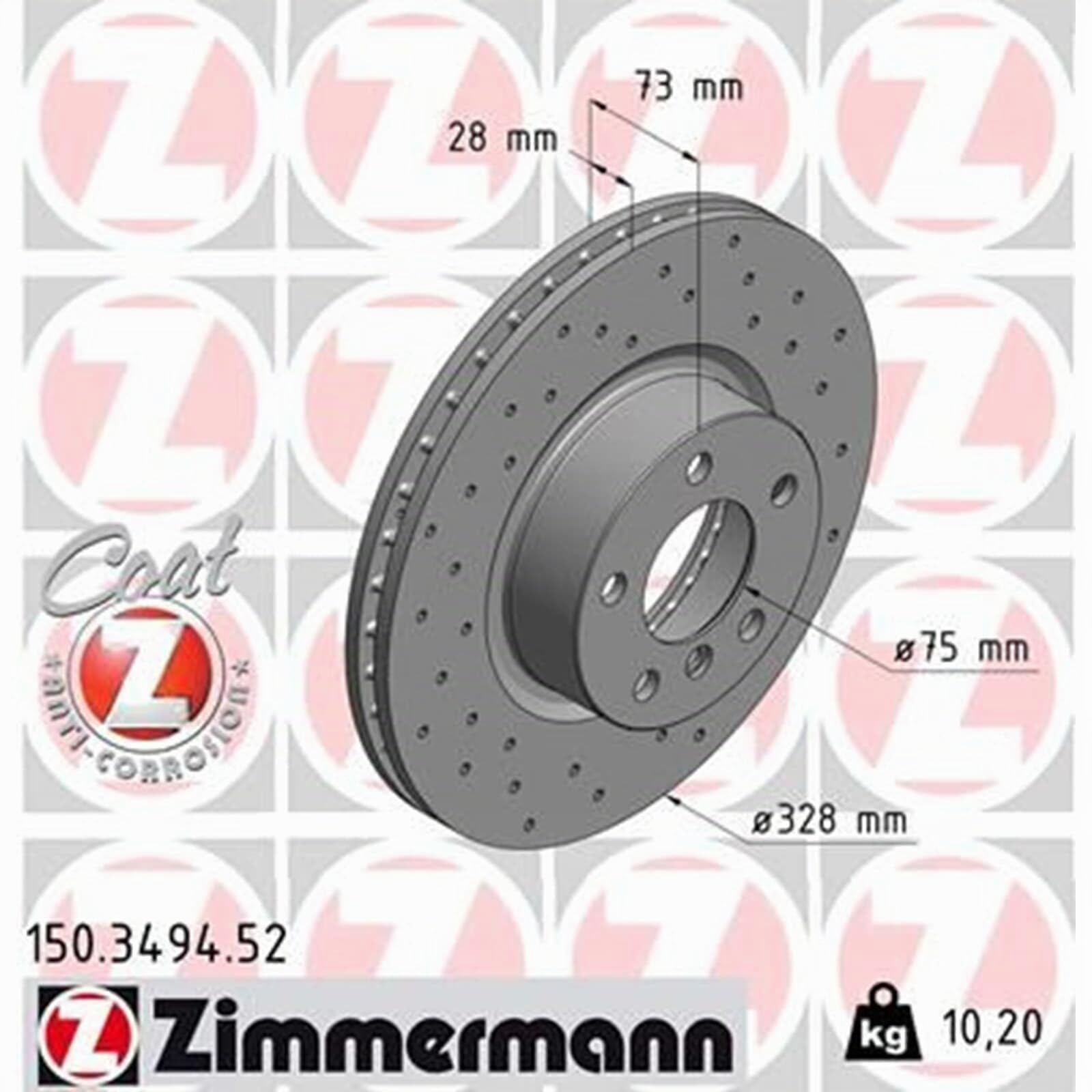 Zimmermann Sport Bremsscheiben + Beläge vorne | 150.3494.52 + 25199.195.1 + Wk Kompatibel mit X3 (F25),X4 (F26)
