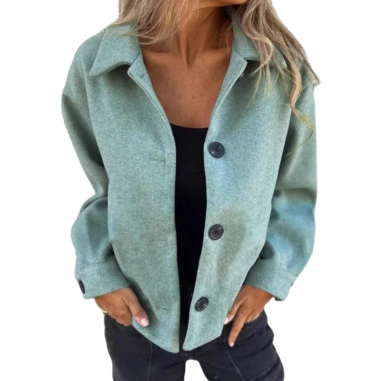 Wool Blend Coat Women Collared Long Sleeve Coats Dressy Single Breasted Trench Coats Winter Pea Coat Overcoat Outwear