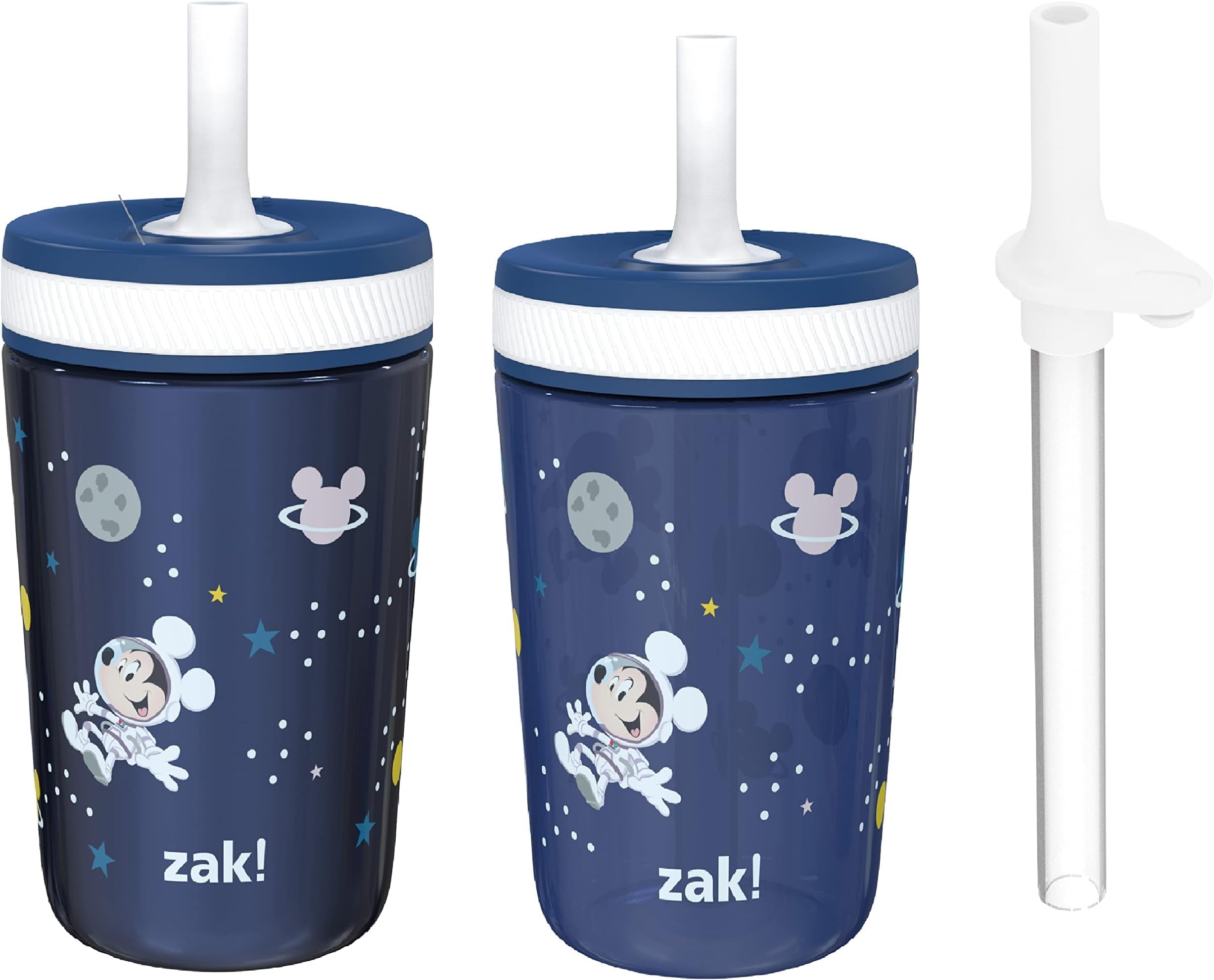 Zak Designs Disney Mickey Mouse Kelso Tumbler Set, Leak-Proof Screw-On Lid with Straw, Bundle for Kids Includes Plastic and Stainless Steel Cups with Bonus Sipper (3pc Set, Non-BPA) (Pack of 12)