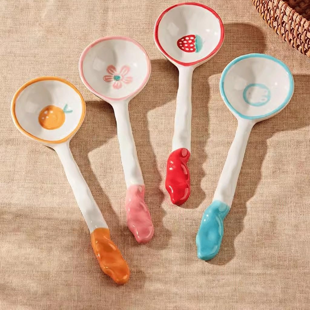 Spoons,soup spoons,Spoons for Cooking Kitchen Cute Ceramic Spoon Home Creative Long-handled Table Spoon Kitchen Cooking Spoon Dessert Spoon Tableware Dinner Spoon Teaspoons
