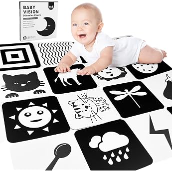 Chiluxendo 20 St ck Kontrastkarten 0-3 Monate Kontrastbilder Baby Schwarz Weiss Spielzeug Neugeborenen Spielzeug Kontrastkarte